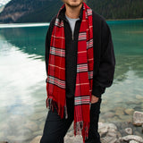Classic Cashmink Plaid Scarf in Red