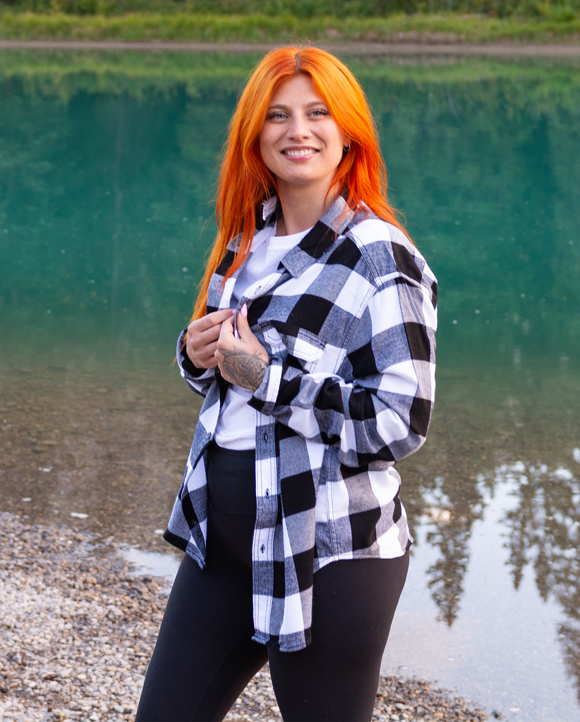 412 My Boyfriend's Shirt - Black and White Buffalo Check