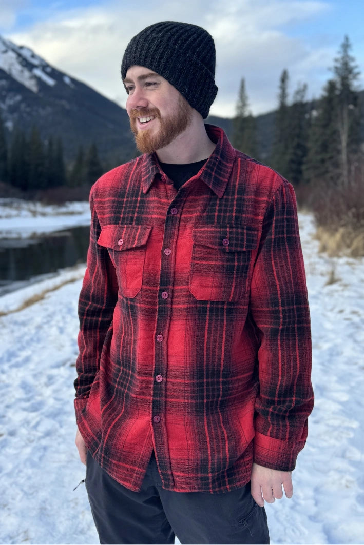 Classic canadian flannel in red and black plaid