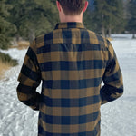 Back view of Mens Black and Brown Buffalo Check flannel shirt