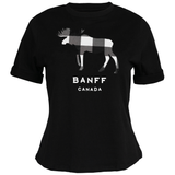Ladies Black Moose T-Shirt Banff Canada