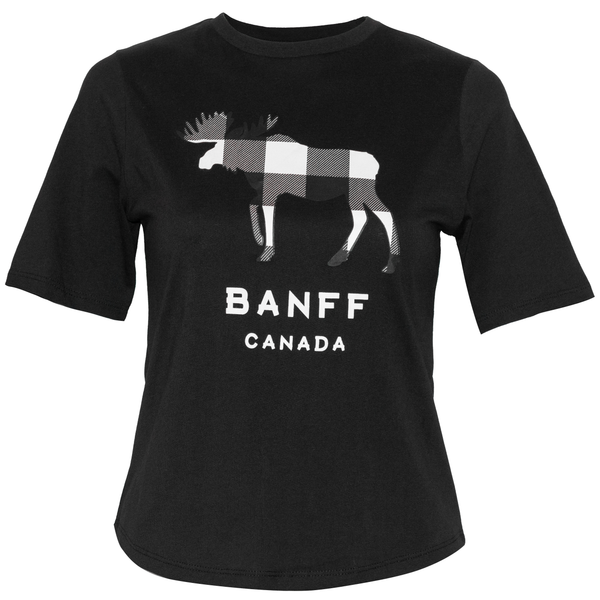 Ladies Black Moose T-Shirt Banff Canada