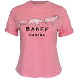 Ladies Pink 3 Animal T-Shirt Banff Canada