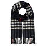 Classic Oversized Plaid Scarf in Navy