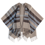 Plaid Ruana (Poncho) in Blue Camel