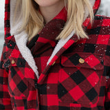 Flannel Sherpa Hooded Jacket in Small Buffalo Check