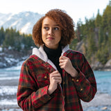 Flannel Sherpa Hooded Jacket in Maple Leaf Tartan