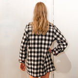 105 / Woman's Classic Flannel Nightshirt / Large Black Check with Loon