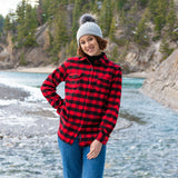 600 Woman's Button Shirt Red Black Buffalo Check