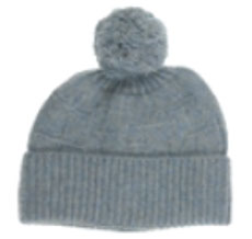 Knit Toque with Pompom Light Blue