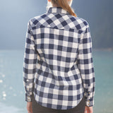 612 Woman's Snap Flannel Shirt in Navy Cream Buffalo Check
