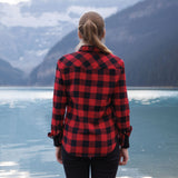 612 Woman's Snap Flannel Shirt in Red Black Buffalo Check