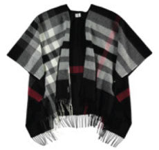 Plaid Ruana (Poncho) in Black