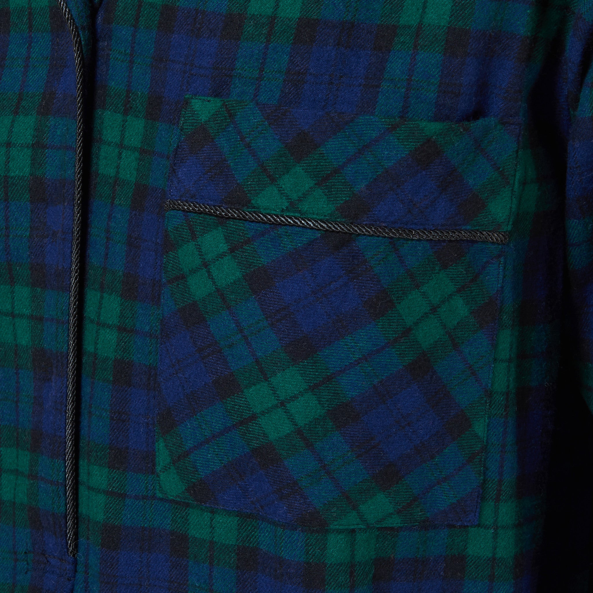Rocky Mountain Flannel Long Flannel Nightshirt in Black Watch Pocket View. Made in Canada