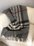 Blanket Throw in Grey and Red