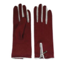 Zipper Glove Burgundy and Grey