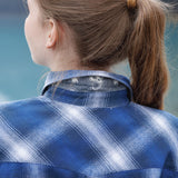 612 Woman's Snap Flannel Shirt in Vintage Blue