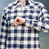 612 Woman's Snap Flannel Shirt in Navy Cream Buffalo Check