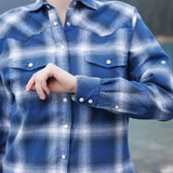 612 Woman's Snap Flannel Shirt in Vintage Blue
