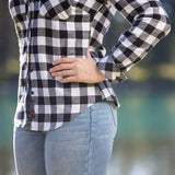 615 / Women's Flannel Shirt in Black/White Buffalo Check