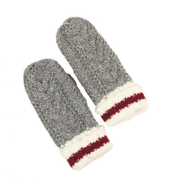 Kids red black mitts