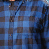812 Marine Blue Buffalo Check Men's Flannel Shirt