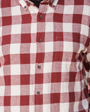 812 Burgundy Buffalo Check Men's Flannel Shirt