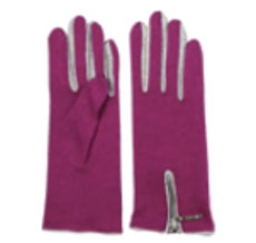 Zipper Glove Fuchsia and Grey