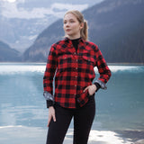 612 Woman's Snap Flannel Shirt in Red Black Buffalo Check