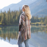 Tartan Cowl Neck Poncho in Grey