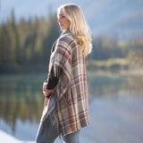 Tartan Cowl Neck Poncho in Grey