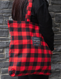 Flannel Tote Bag In Small Red Black Buffalo Check
