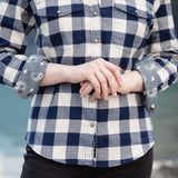 612 Woman's Snap Flannel Shirt in Navy Cream Buffalo Check