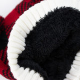 Kids Buffalo Check Winter Toque with Double PomPoms