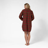 1001 / Woman's Knee Length Flannel Nightshirt in Maple Leaf Tartan Made In Canada