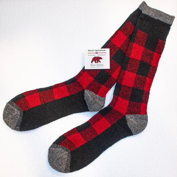 Men’s Red Buffalo Check Sock