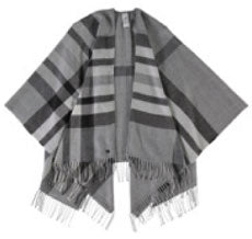 Plaid Ruana (Poncho) in Light Grey