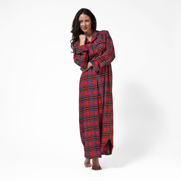 Rocky Mountain Flannel Long Flannel Nightshirt in Royal Stewart Tartan Front View