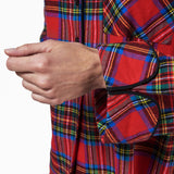 Rocky Mountain Flannel Knee Length Flannel Nightshirt in Royal Stewart Tartan Cuff Sleeve View