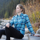 612 Woman's Snap Flannel Shirt in Turquoise