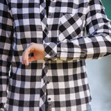 615 / Women's Flannel Shirt in Black/White Buffalo Check