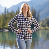 615 / Women's Flannel Shirt in Black/White Buffalo Check
