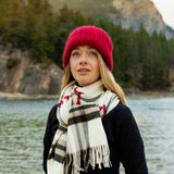 Classic Oversized Plaid Scarf in Off White