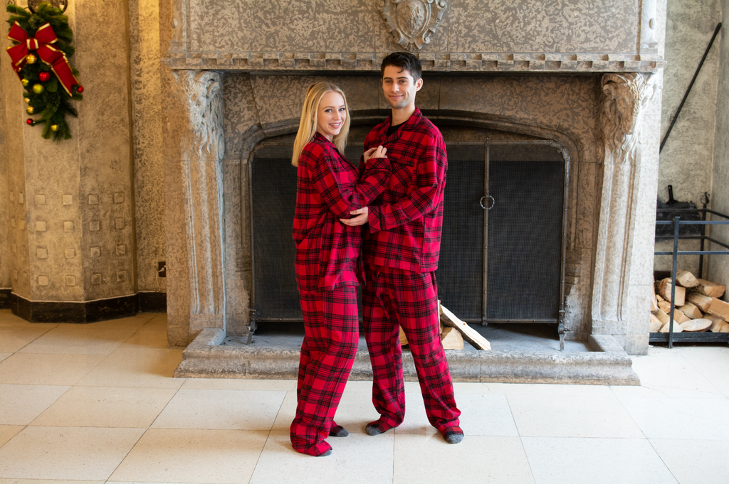 Men's Flannel Pajama Set in Evergreen Forest