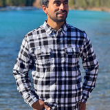 412 Men's Black and White Check Flannel Shirt