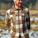 Brush Flannel Shacket / Mocha Squares