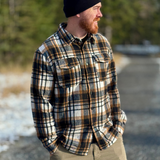 Brush Flannel Shacket / Black Camel Plaid