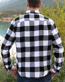 412 Black and White Buffalo Check Large Square Men's Flannel Shirt