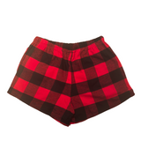 Short Shorts in Red Black Large Buffalo Check