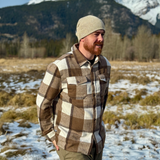 Brush Flannel Shacket / Mocha Squares